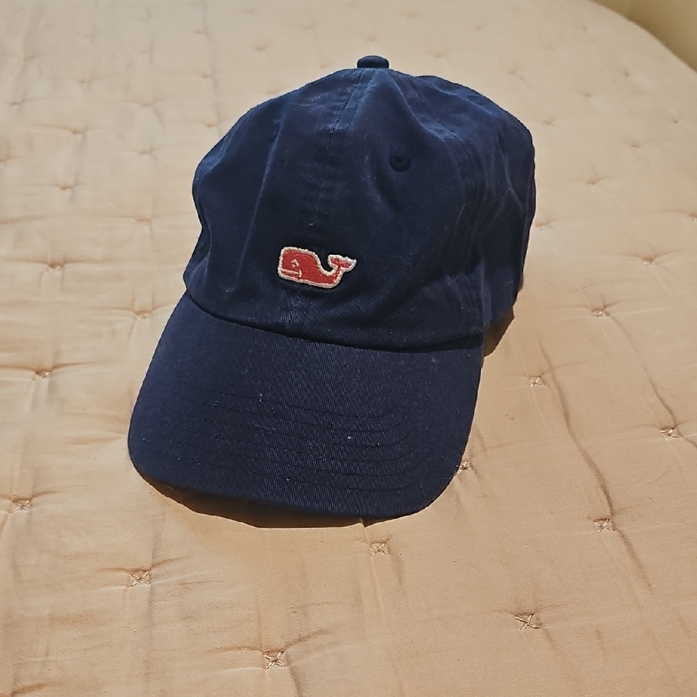 Vineyard Vines Blue and Red Whale Logo Baseball Cap